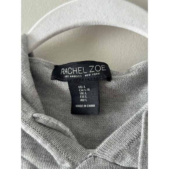 Rachel Zoe Gray Pullover Sweater Size Large VACAY Hooded Cashmere Blend - Picture 7 of 8